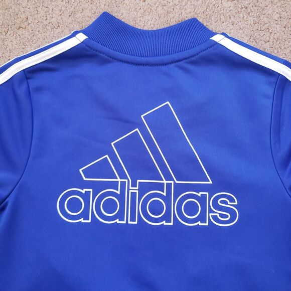 Adidas Classic Full Zip Toddler Boys 24M Royal Blue 3 Stripe Sweatsuit Tracksuit - Picture 4 of 10